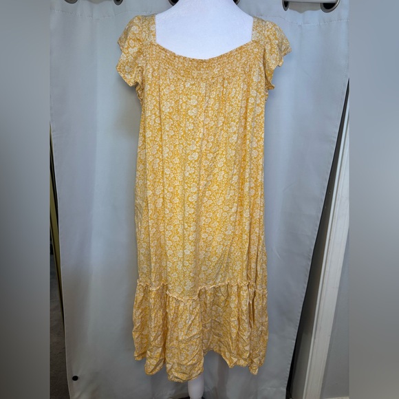 Wonderly Yellow Floral Smocked Midi Dress XXL Flowy Cottagecore Summer - Picture 7 of 7